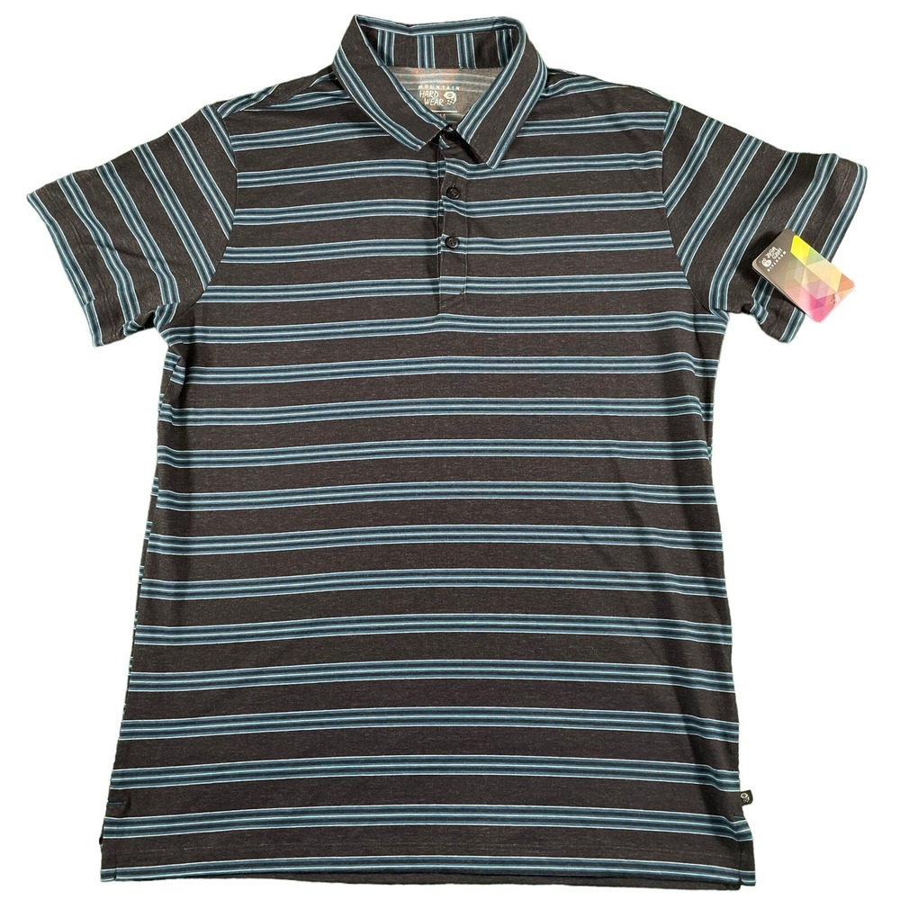 NWT $55 Mountain Hardwear ADL Striped Short Sleeve Polo Shirt Mens Size Medium